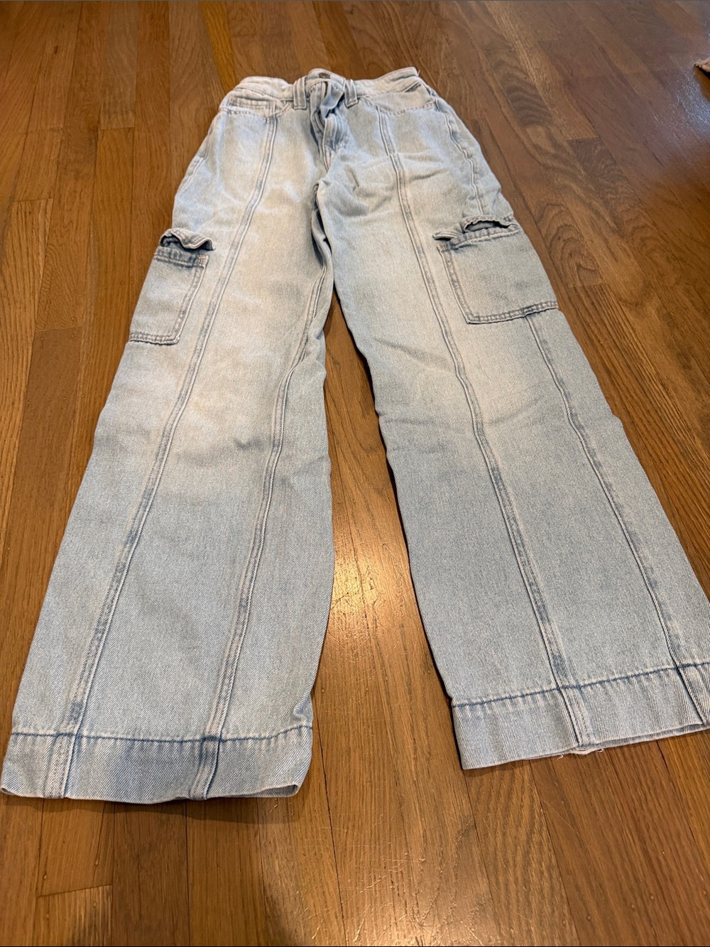 Hollister Light Blue Bootcut Cargo Jeans(highest-rise vintage baggy)